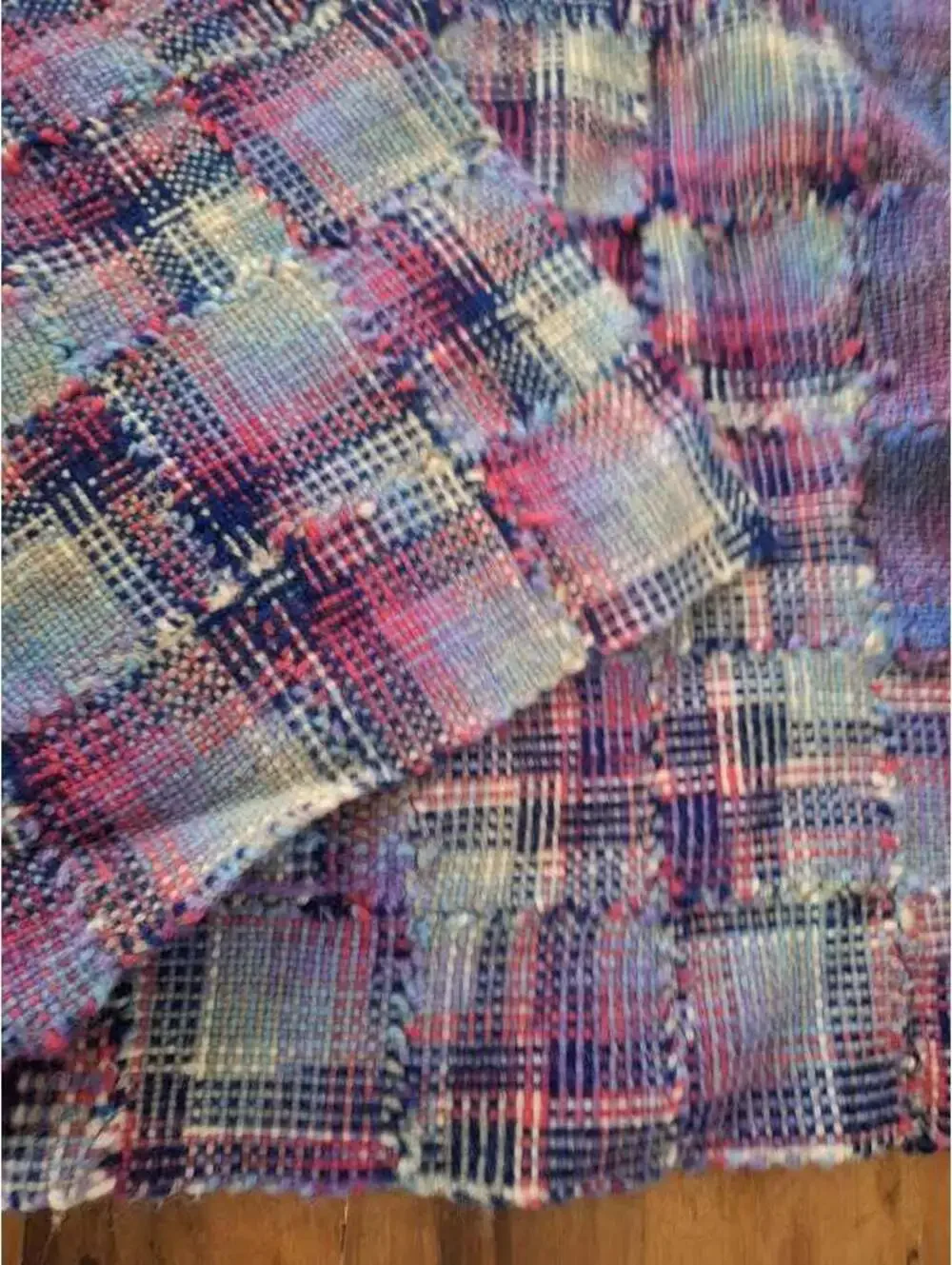 Vintage pin loomed quilt, warm wool, lap sized, gorgeous colors!